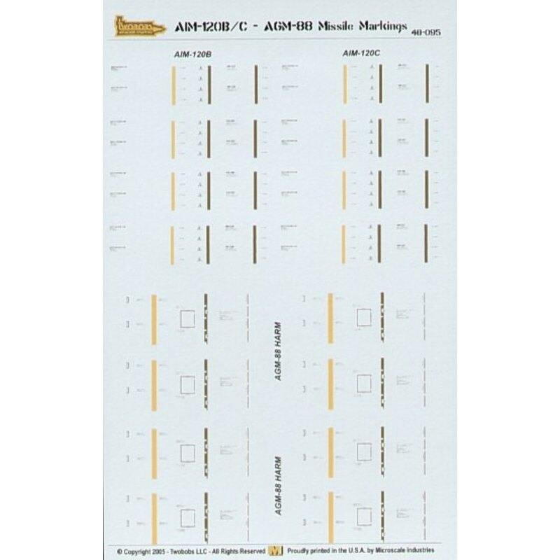 Decalcomania Missile Markings for AGM-88 HARM and AIM-120B/C AMRAAM