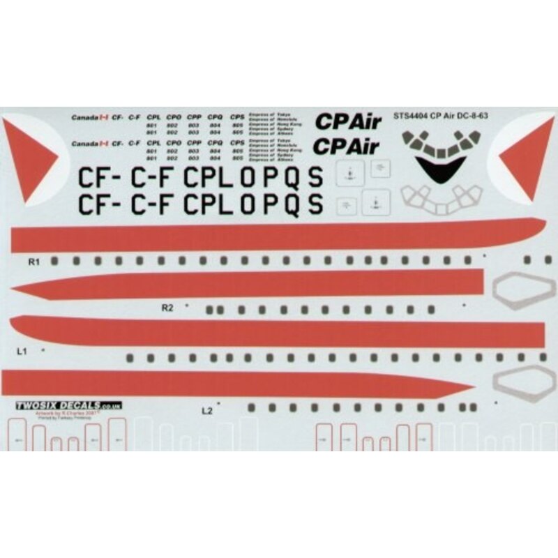 Decalcomania Douglas DC-8-63 CP Air C-FCPL/O/P/Q/S