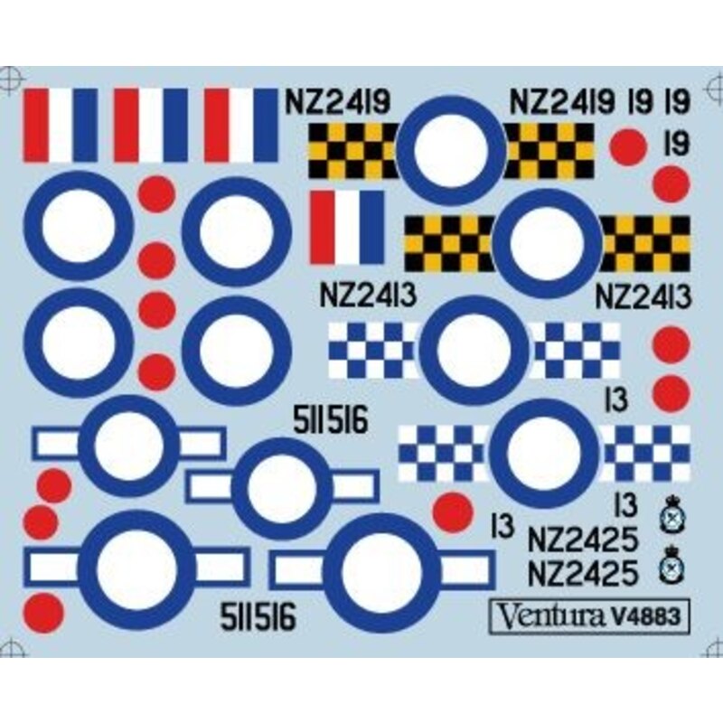 Decalcomania RNZAF North American P-51D Mustangs Auckland and Wellington Squadrons - three options. Checker-board markings for t