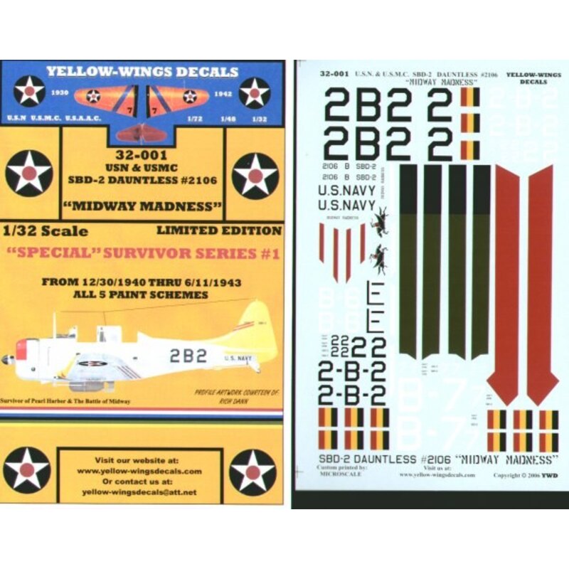 Decalcomania Douglas SBD-2 Dauntless No 2106. Historic aircraft survivor of Pearl Harbour and Battle of Midway that still exists