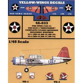 Decalcomania Vought OS2U-1 Kingfisher. 1940/41 9 plane Squadron including Wingmen from VO-1 USS Arizona USS Nevada and USS Penns