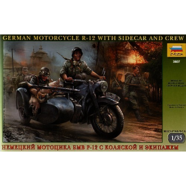 Kit Modello German WWII BMW R 12 Motorcycle with sidecar and crew and pig. 