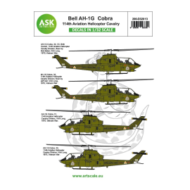 Decalcomania Bell AH-1G Cobra 11th Aviation Helicopter Cavalry part 3. Decal shett. Contain decals for 4 markings.