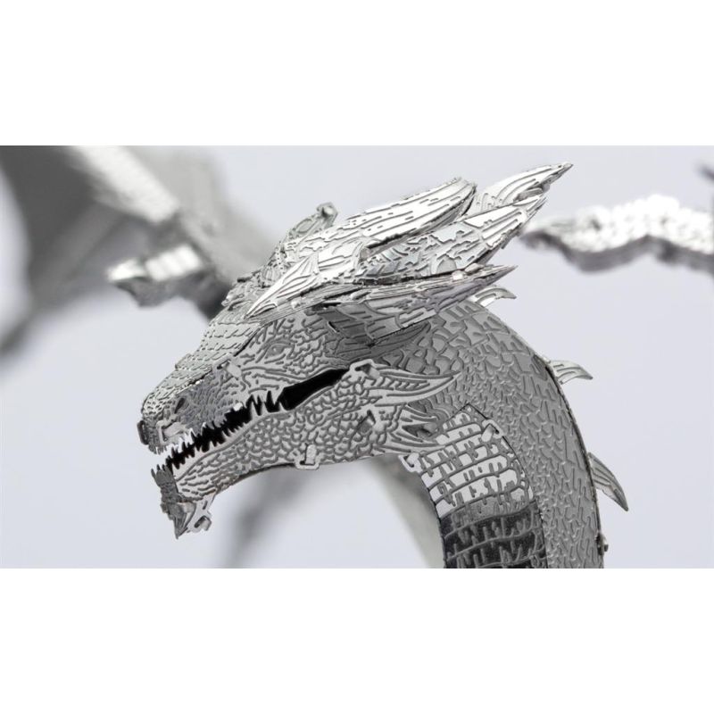 MetalEarth: PREMIUM SERIES - STEEL DRAGON 30x12,5x17,8 cm, modello 3D in metallo con 3,5 fogli, in scatola 13,5x22x2 cm, 14+