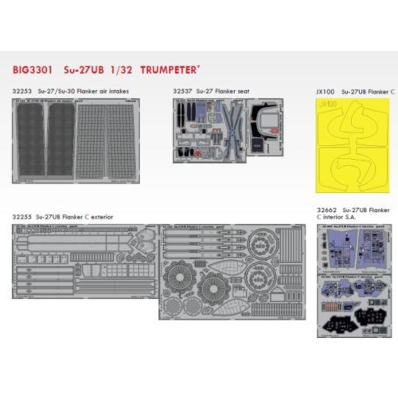 Sukhoi Su-27UB (designed to be used with model kits from Trumpeter) Contains the following ED32537 Su-27 Flanker seat ED32537 Su