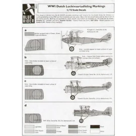 Decalcomania WWI Dutch. Includes Rumpler C.1 Sopwith 1 Strutter (2) Royal Aircraft Factory SE.5 Fokker D.VII (3)