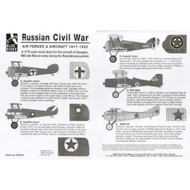 Decalcomania Russian Civil War 1917-22. 2 Sopwith Camels Sopwith Snipe Royal Aircraft Factory SE.5 and Spad VII of RAF Georgian 