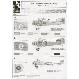 Decalcomania Serbian/French WWI. Breguet 14 (2) Bleriot XI-2 Nieuport 24/27 Nieuport 11