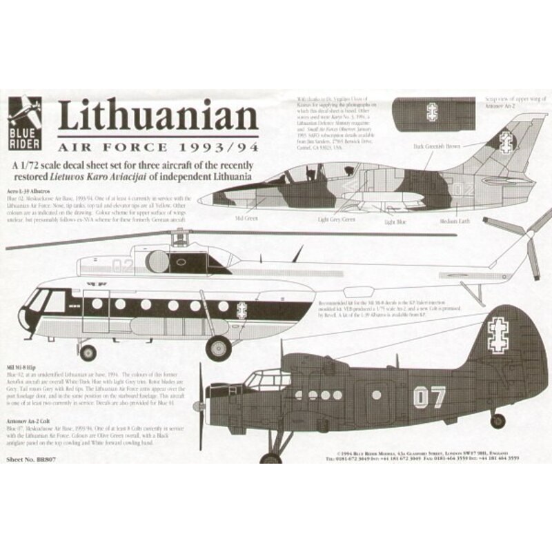 Decalcomania Blue rider Decalcomania Lithuanian Air Force 1993/94 (3)  Aero