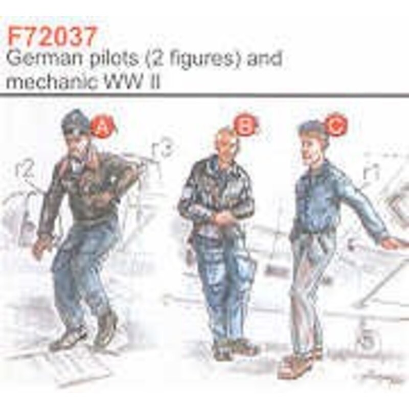 2 German Pilots WWII + Mechanic