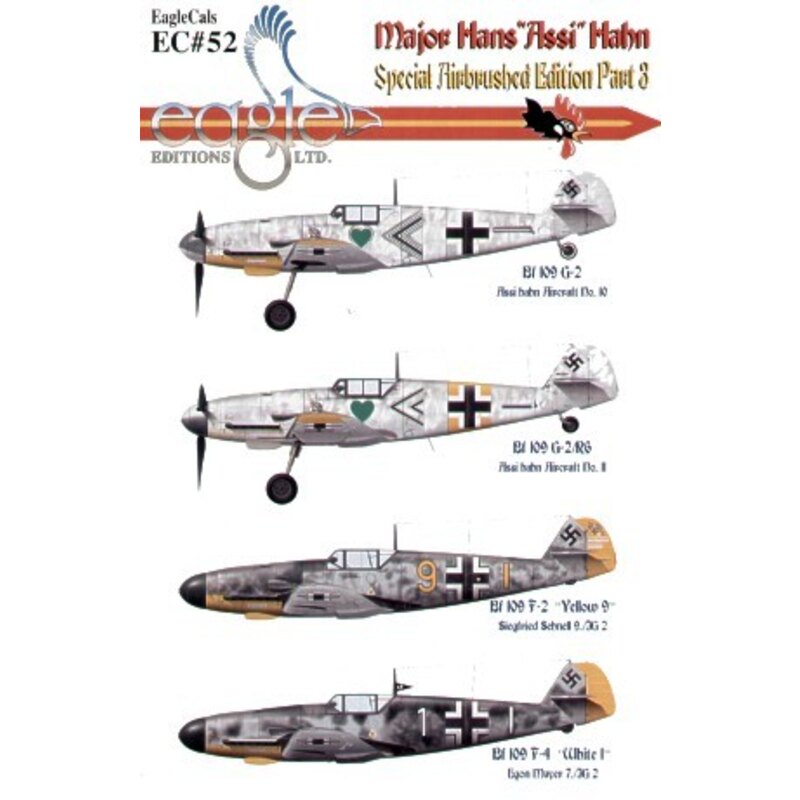 Decalcomania Major Hans ′Assi′ Hahn Part III Messerschmitt Bf 109F/G (4) Bf 109G-2 II./JG54 Russia Winter 1942-43 Bf 109G-2/R6 W