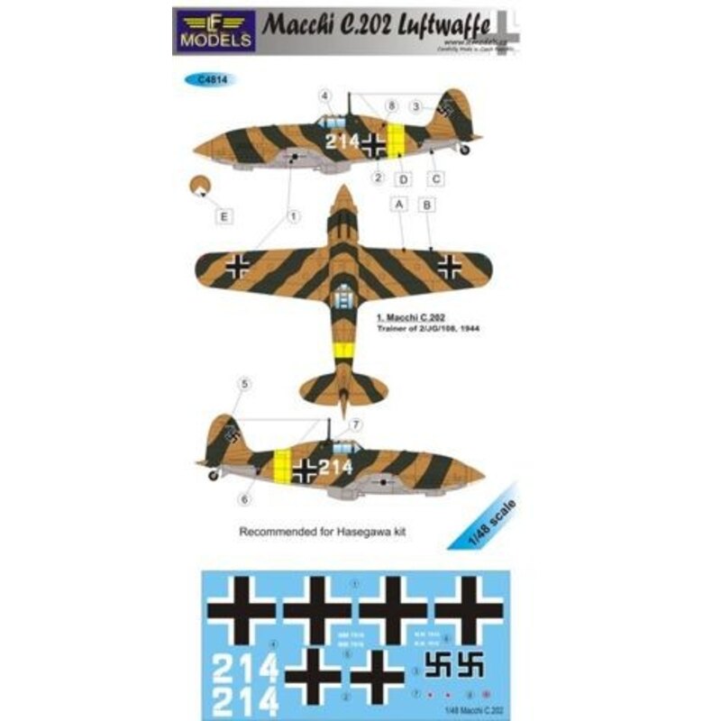 Decalcomania Macchi C.202 Luftwaffe (designed to be used with model kits from Hasegawa)