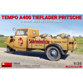 Kit Modello TEMPO A400 TIEFLADER PRITSCHE 3-WHEEL BEER DELIVERY TRUCKHIGHLY DETAILED PLASTIC MODEL KIT IN 1:35