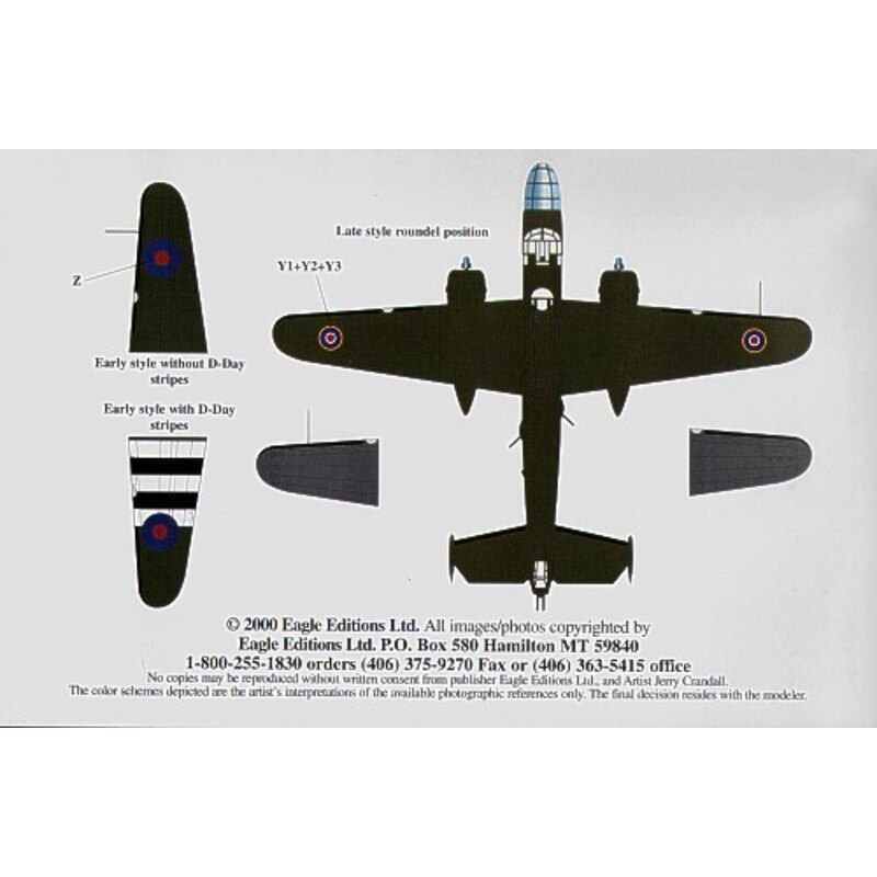 Decalcomania North American B-25C/J (4) All 320 Dutch Squadron Coastal Command based Melsbroek Belgium late 1944. C FR207 NO-U F