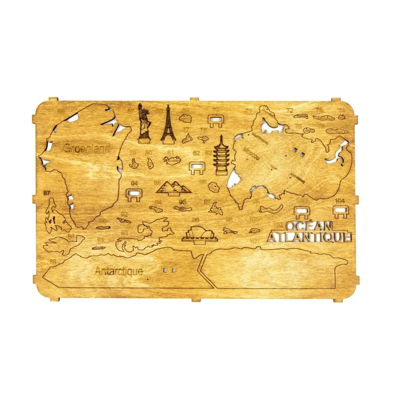 MAPPA DEL MONDO IN LEGNO 2D scuro L