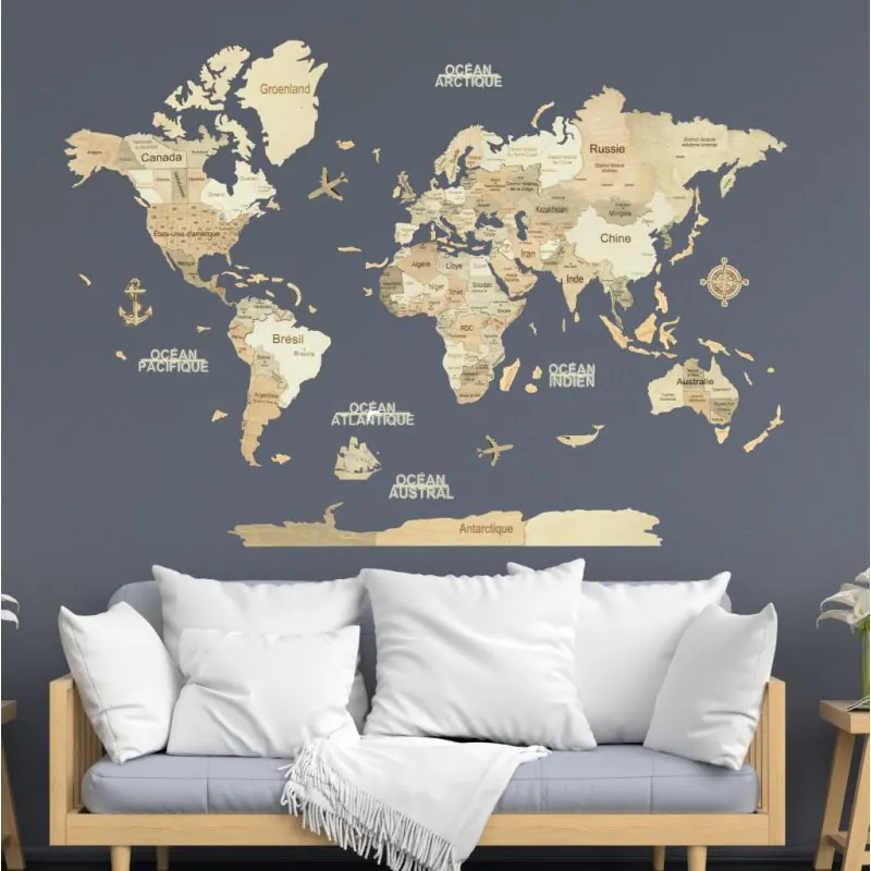 Cancella MAPPA DEL MONDO IN LEGNO 3D XL