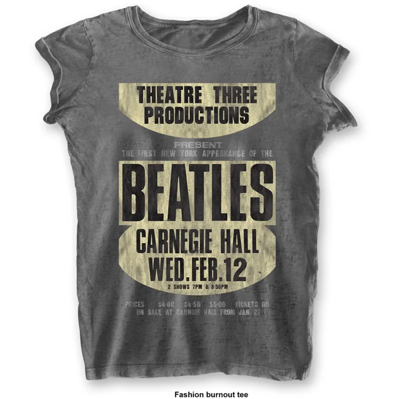 THE BEATLES - BurnOut Collar T-Shirt - Carnegie Hall - Woman