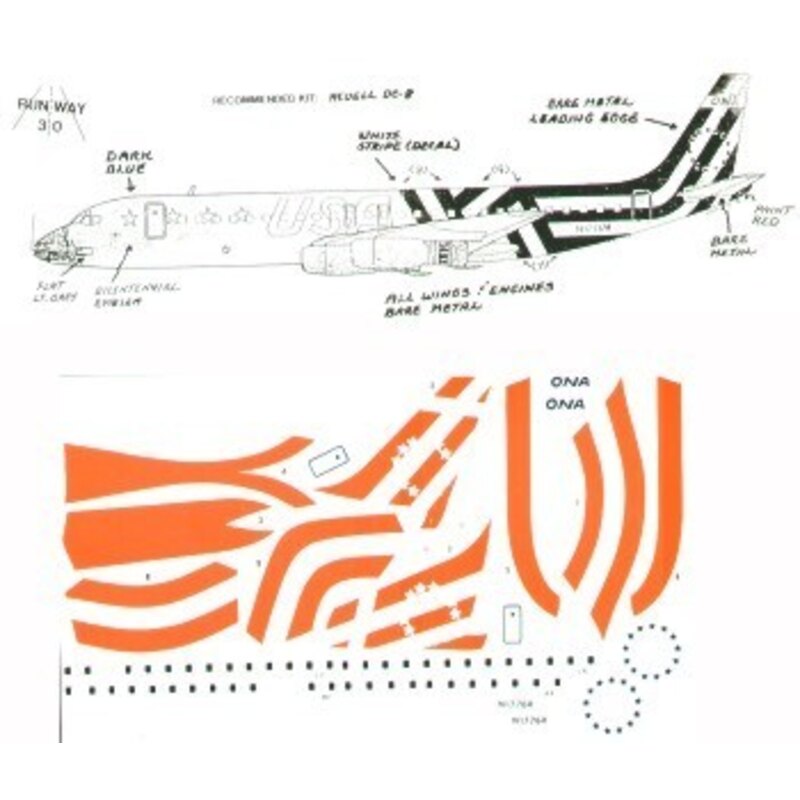 Decalcomania Douglas DC-8 Bicentenial scheme with cross