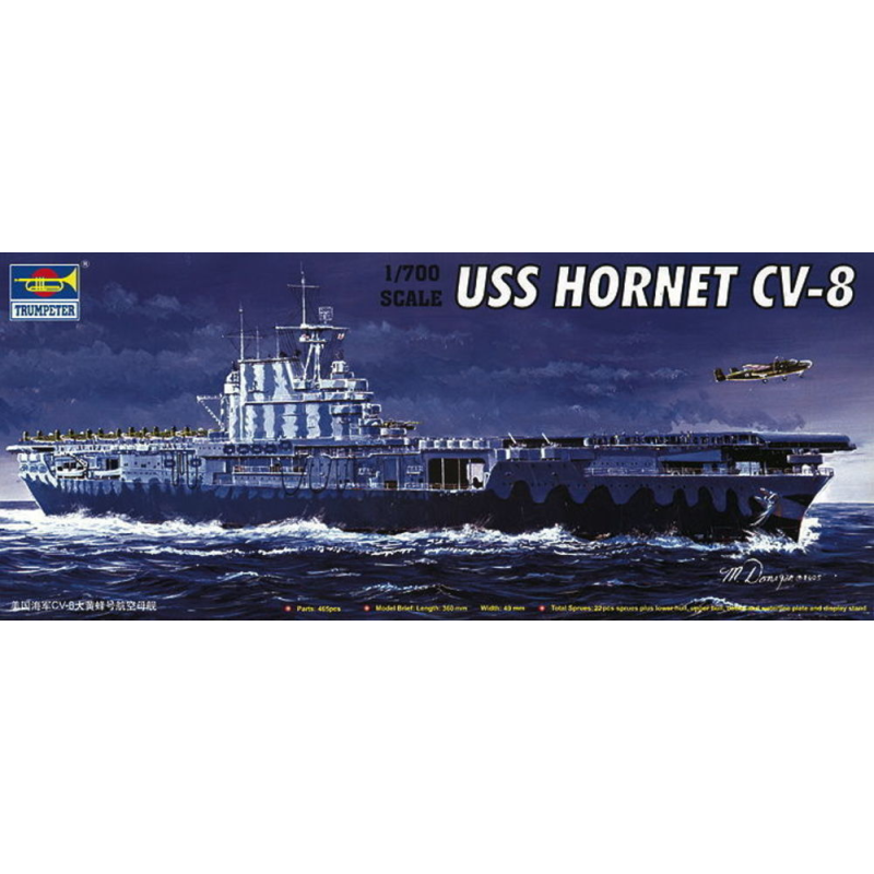 USS Hornet CV-8 with blue vac-formed sea base