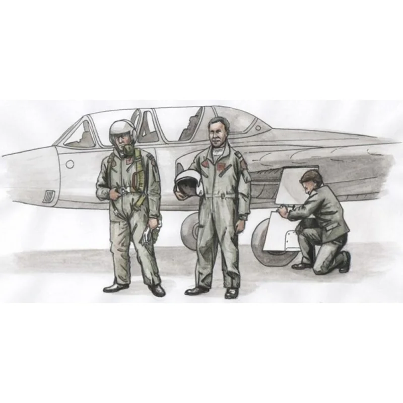 Due Fouga Magister piloti e un meccanico (progettato per essere utilizzato con Airfix, Heller, Special Hobby e kit Valom) [Fouga