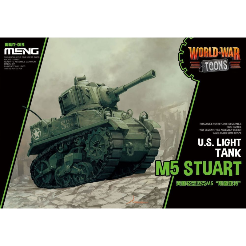 Serie di caricature per bambini modello M5 Stuart US Light Tank World War Toon Meng