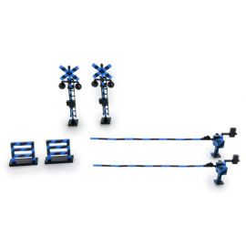 Original Character Plastic Model Kit 1/80 Railway Crossing (Blue×Black) 5 cm