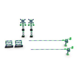 Original Character Plastic Model Kit 1/80 Railway Crossing (Green×Blue) 5 cm