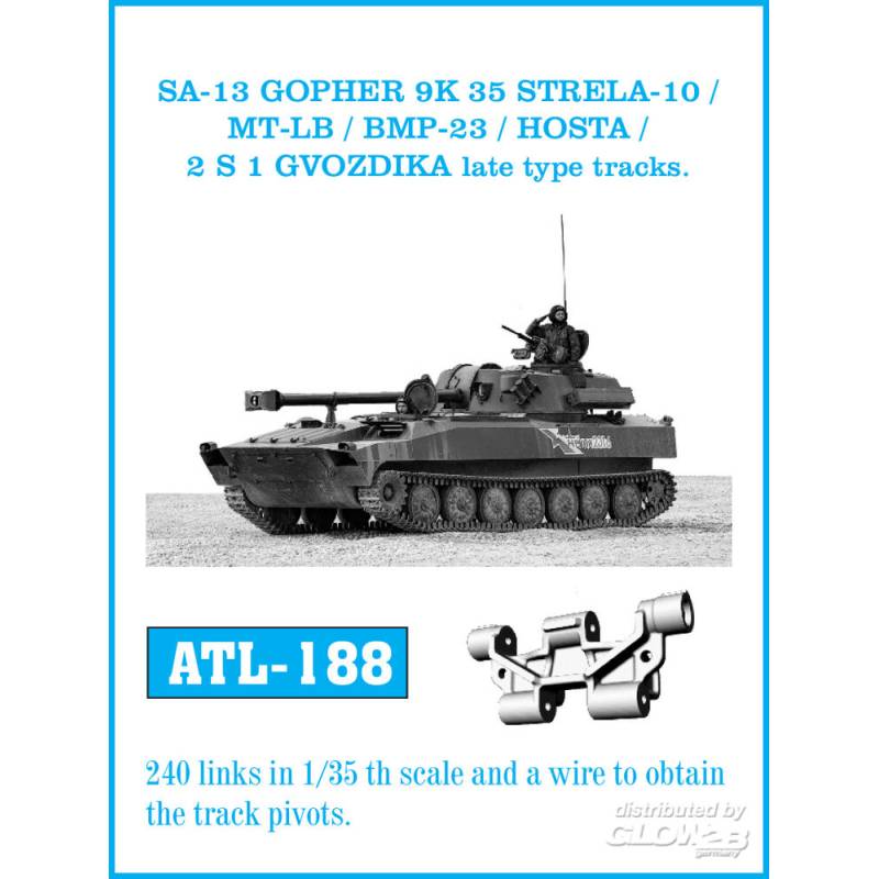 SA-13 GOPHER 9K 35 STRELA 10 / MT-LB / BMP23 / HOSTA / 2 S 1 GVODZIKA late type tracks.