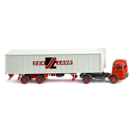 Miniatura Semirimorchio portacontainer MAN 4X2 Sealand trailer 2 assi