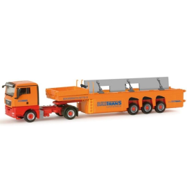 Miniatura MAN TGX XL 4x2 con rimorchio trasporto vetro 3 assi BAUTRANS