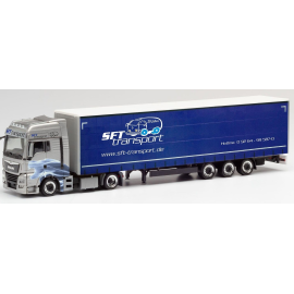 Miniatura MAN TGX XXL 4x2 con rimorchio centinato a 3 assi SFT Transport