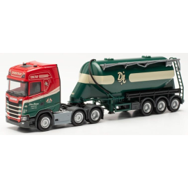 Miniatura SCANIA 6x2 CS 20 HD con cisterna 3 assi PREBEN HANSEN rosso