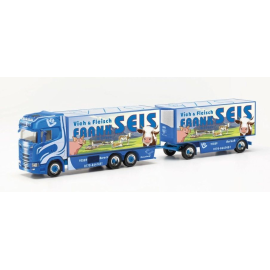 Miniatura SCANIA CS 20 HD 6x2 portatutto con rimorchio 2+2 Assi FRANK SEIS