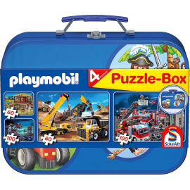  4 Puzzle 60 e 100 Pezzi PLAYMOBIL Scatola blu