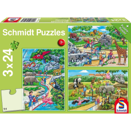  3 Puzzle da 24 pezzi Giornata allo zoo