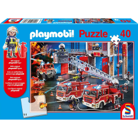  Puzzle da 40 pezzi PLAYMOBIL Pompiere con statuetta