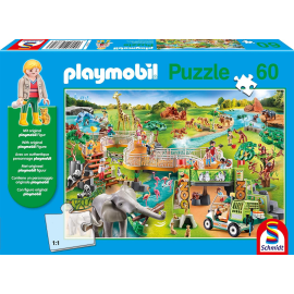  Puzzle da 60 pezzi Allo zoo PLAYMOBIL con statuetta