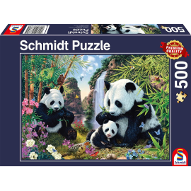  Puzzle da 500 pezzi La famiglia dei panda alla cascata