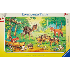  Puzzle con cornice da 15 pezzi Piccoli animali della foresta