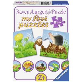  I miei primi puzzle - 9 puzzle da 2 pezzi - Animali nel giardino