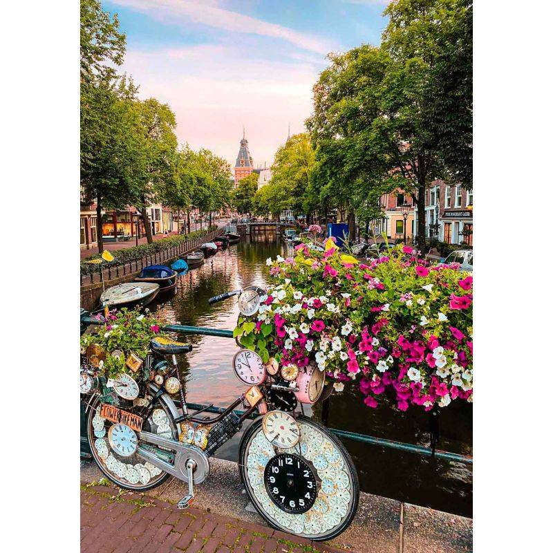 Puzzle Puzzle 1000 p - Bike and flowers in Amsterdam​