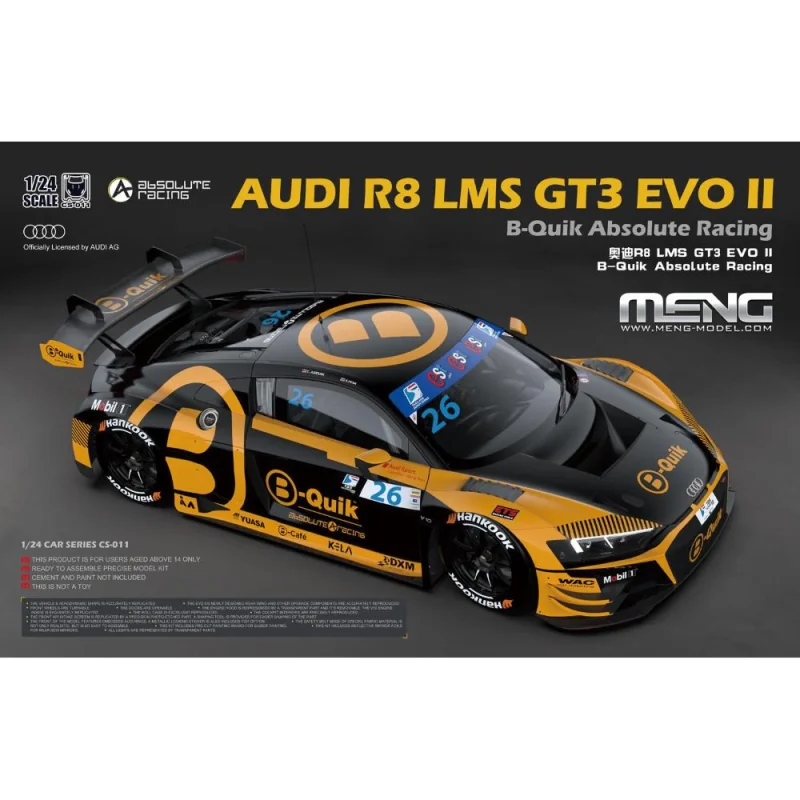 Kit modello MENG MODEL: 1/24; AUDI R8 LMS GT3 EVO II B-Quik Absolute Racing