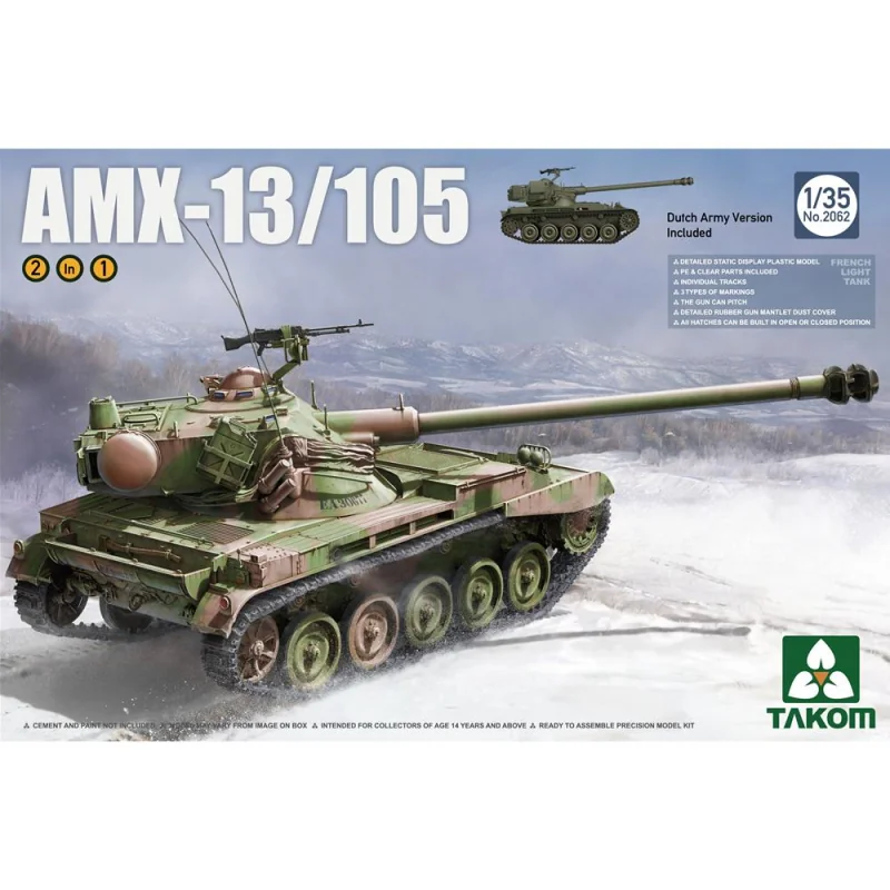 Kit Modello TAKOM MODEL: 1/35; French Light Tank AMX-13/105 2 in 1