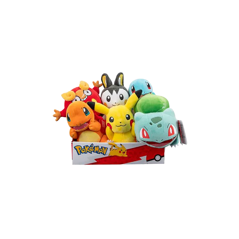 Peluche Pokemon - 20 cm plush toy assortment (Pikachu, Charmander, Bulbasaur, Squirtle, Darumarond, Emolga)