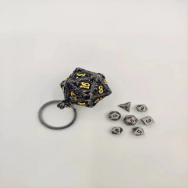 Porta-chiave Key ring - D20 - with set of 7 mini 5mm metal dice