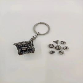 Porta-chiave Key ring - D6 - with set of 7 mini 5mm metal dice