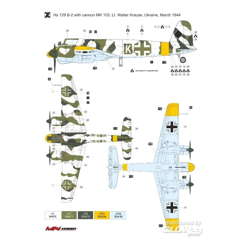 Modellini di aerei Henschel Hs-129B-2 with cannon MK 101 & MK103