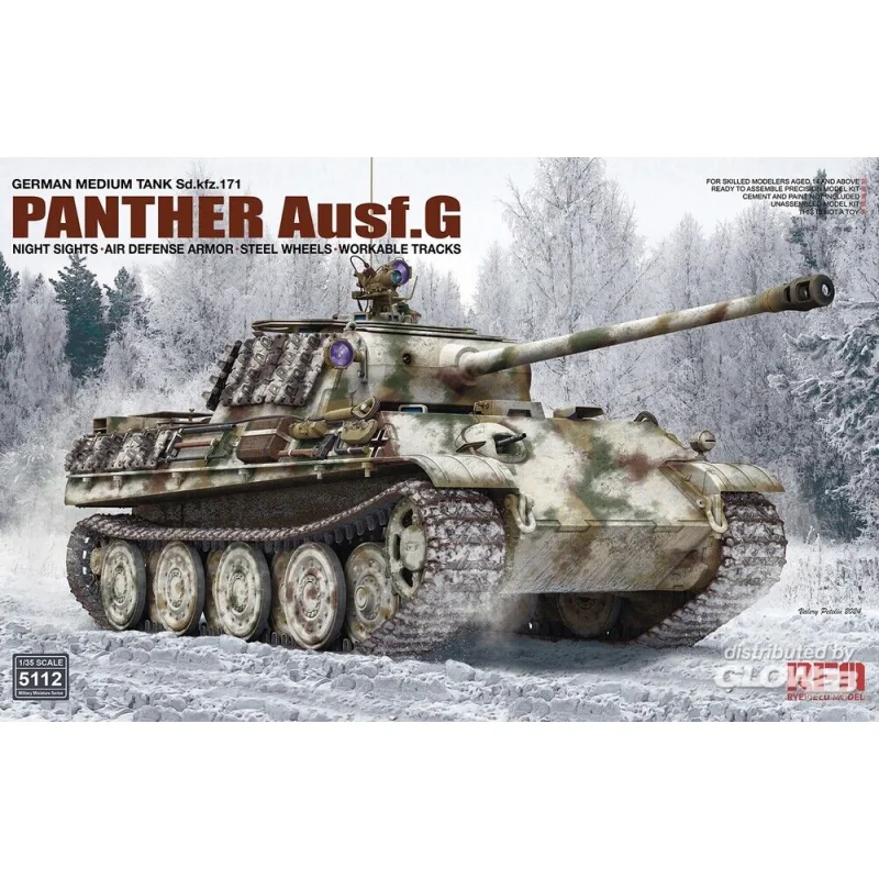 Kit Modello Panther Ausf. G w/ Night Sights, Air Defense Armor, Steel Wheels, Workable Tracks