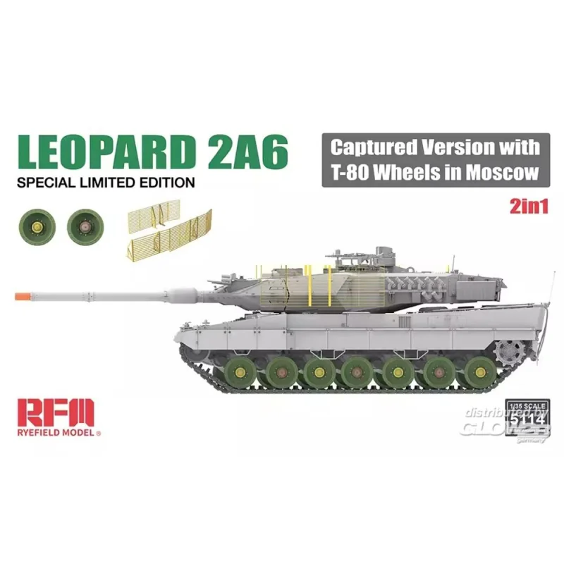 Kit Modello Leopard 2A6 Captured Version with T-80 Wheels in Moscow 2 in 1 Limited Edition