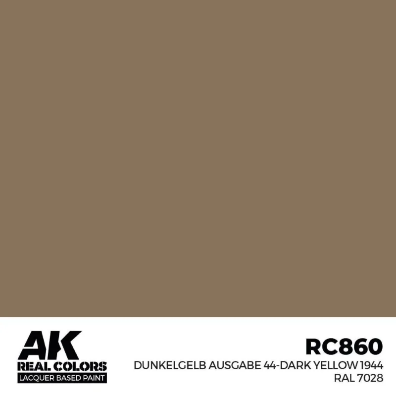 Pittura acrilica per modellini AK INTERACTIVE: Real Colors Dunkelgelb Ausgabe 44-Dark Yellow 1944 RAL 7028 17 ml.